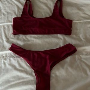 Red Thin/Slightly See Through Bathing Suit Set